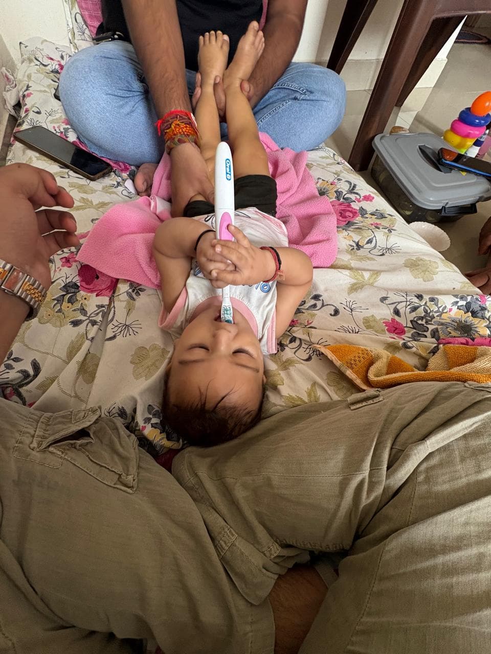 Therapist using a tool for oral placement therapy