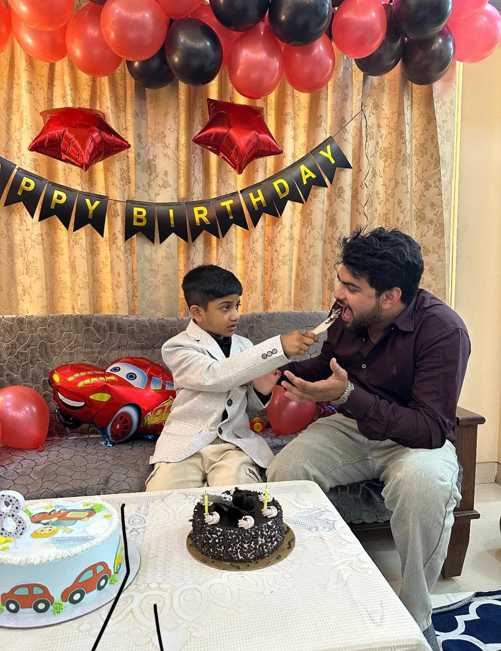A child celebrating a birthday milestone with their therapist