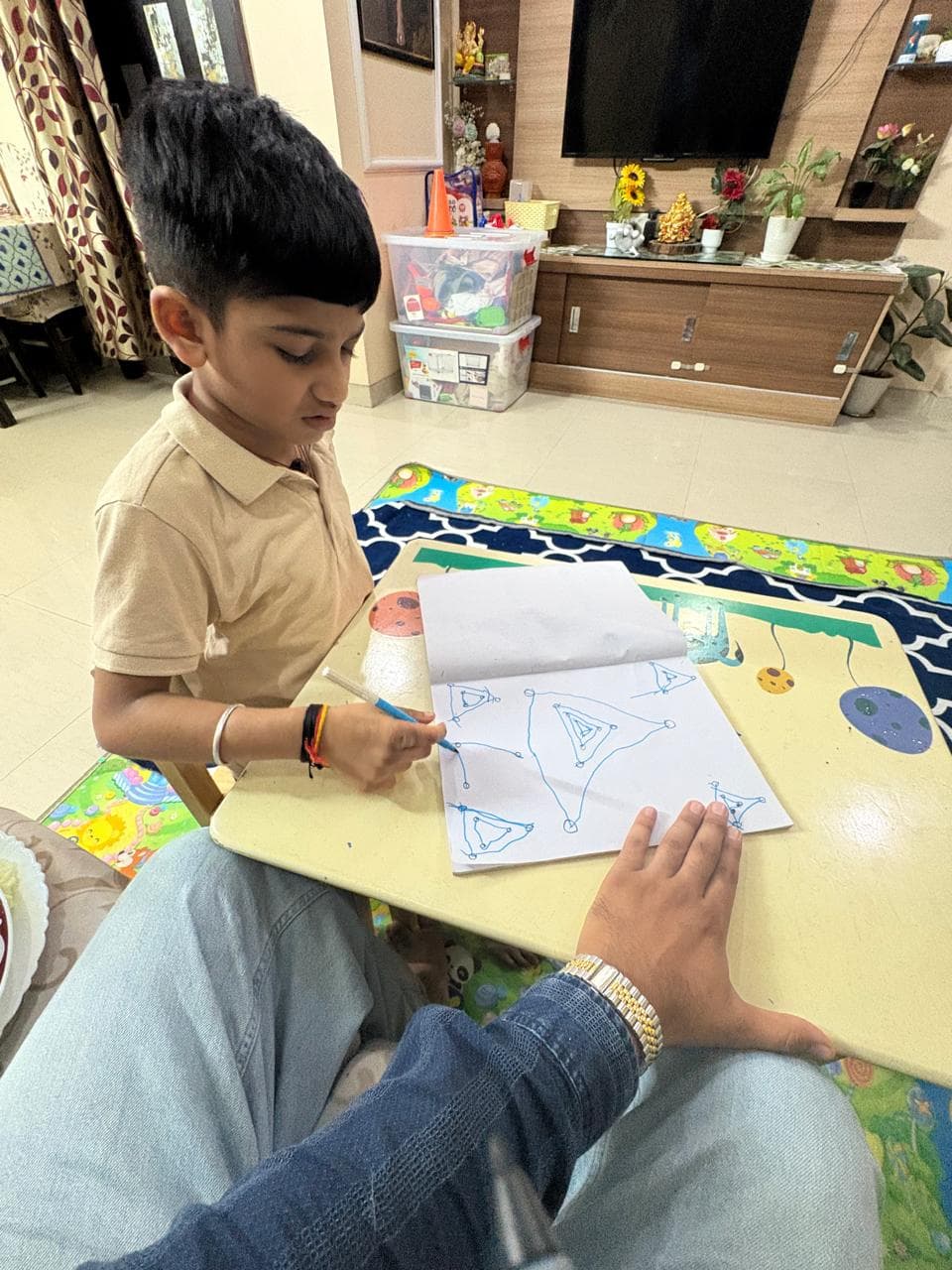 Child practising writing